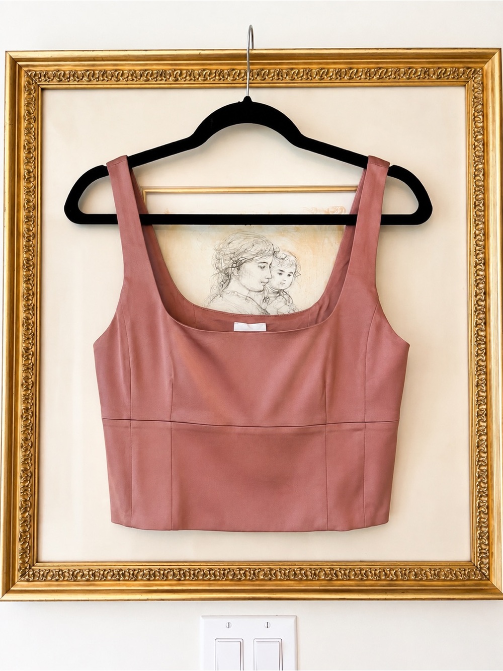Women's Dusty Rose Square Neck Cropped Tank Top Silk